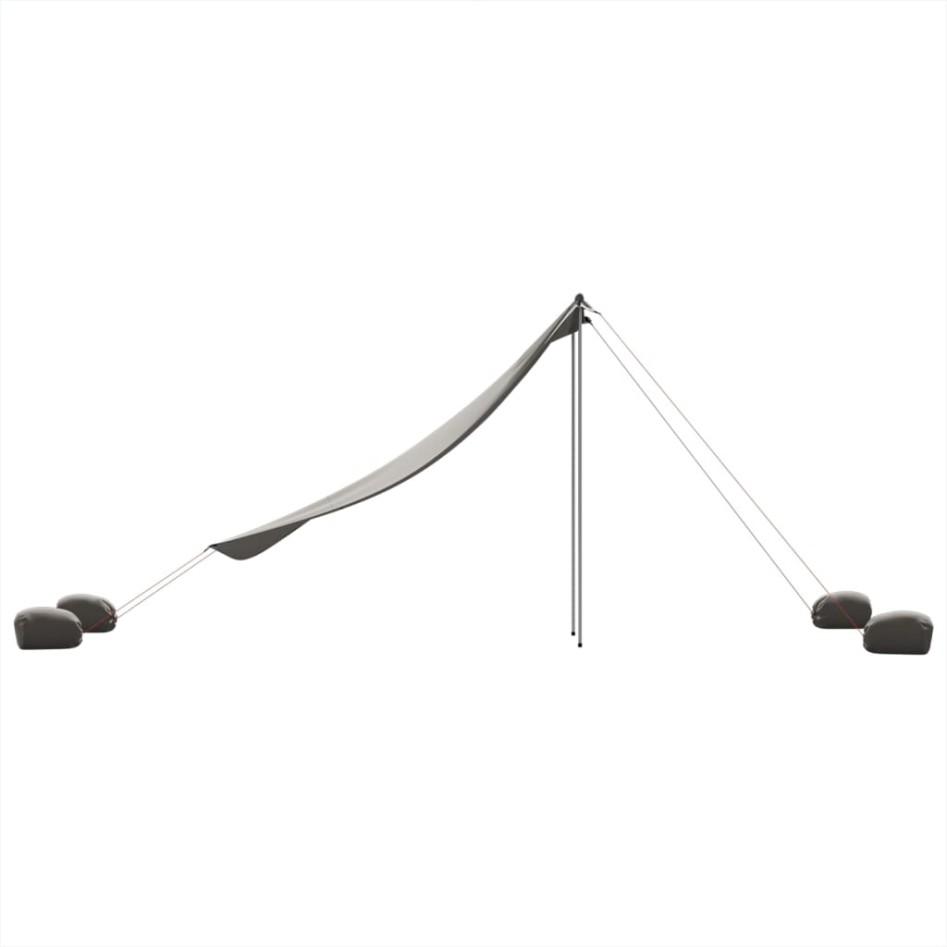 Toldo de playa con anclas de arena gris 214x236