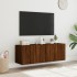 Muebles TV de pared luces LED 2 uds marrón roble 60x35x41