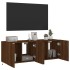 Muebles TV de pared luces LED 2 uds marrón roble 60x35x41