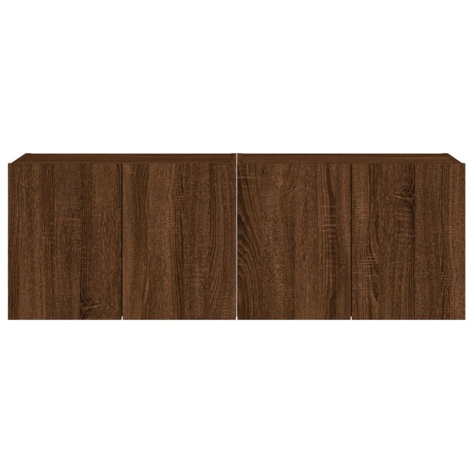 Muebles TV de pared luces LED 2 uds marrón roble 60x35x41