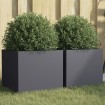 Jardineras 2 unidades acero gris antracita 32x30x29 cm