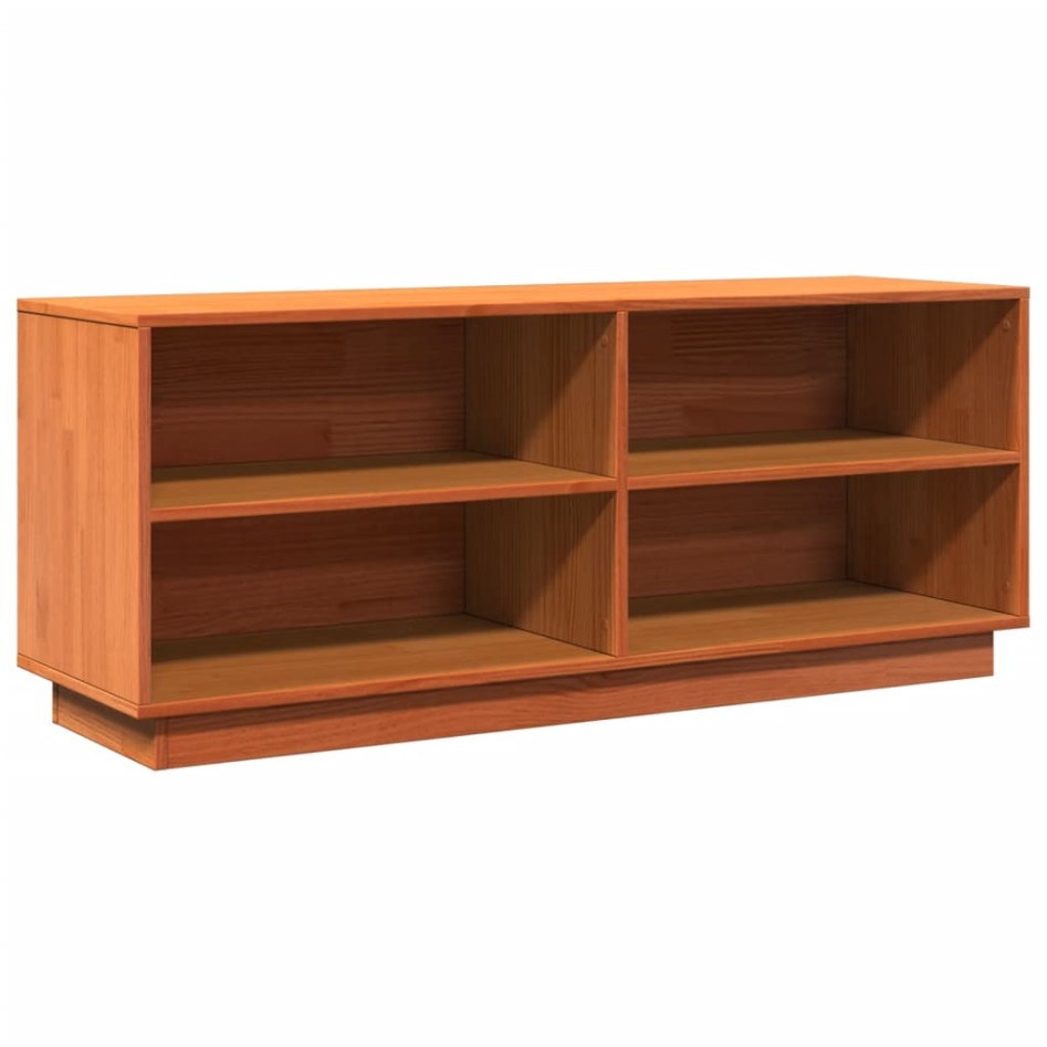 Mueble zapatero madera maciza de pino marrón cera 110x34x45