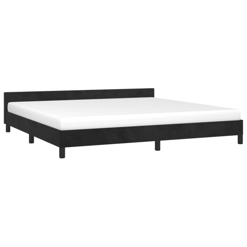 Estructura de cama con cabecero de terciopelo negro 200x200