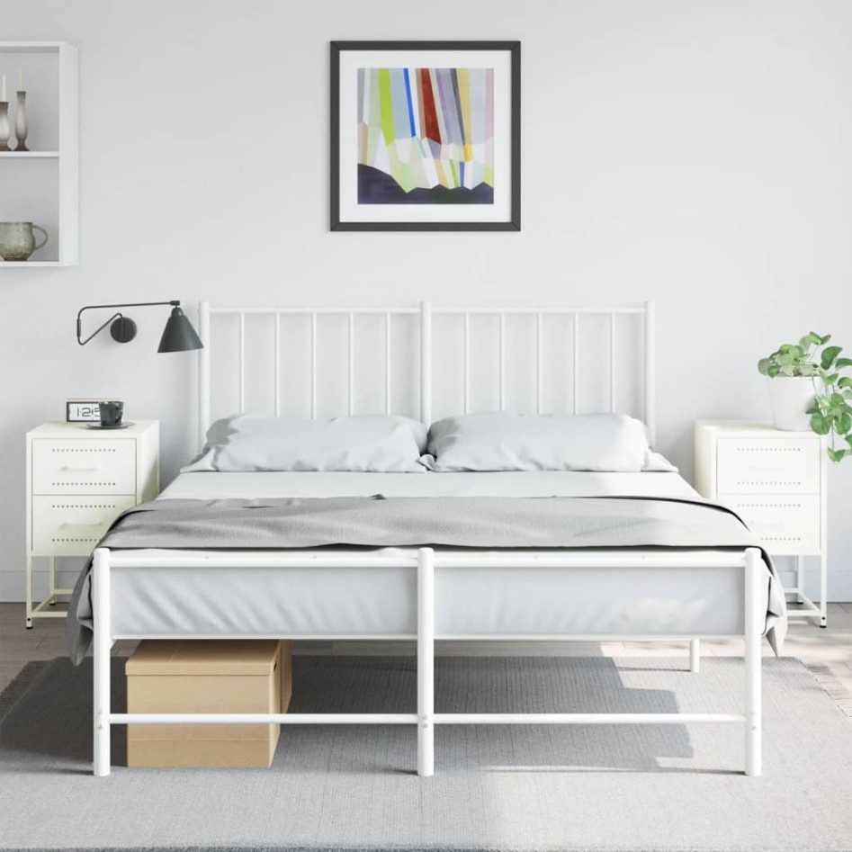 Mesitas de noche 2 unidades acero blanco 36x39x60,5