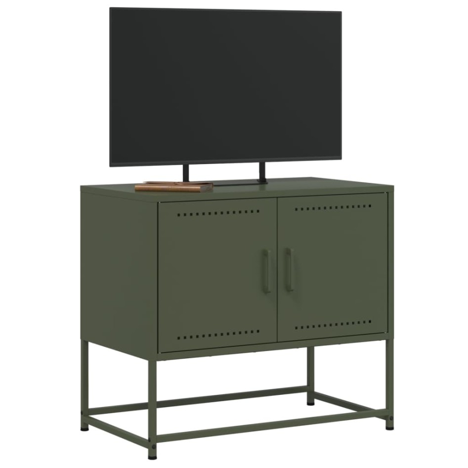 Mueble para TV de acero verde oliva 68,5x39x60,5