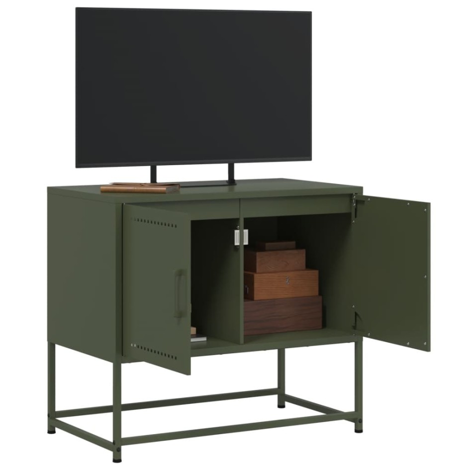Mueble para TV de acero verde oliva 68,5x39x60,5