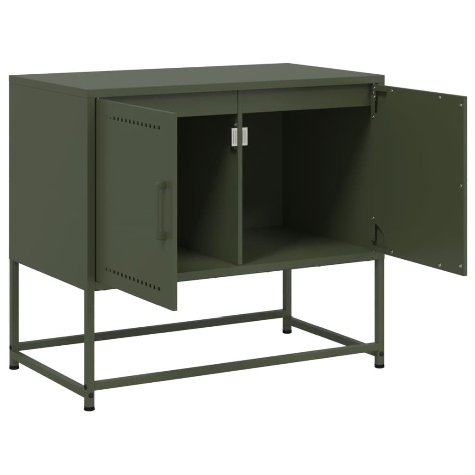 Mueble para TV de acero verde oliva 68,5x39x60,5