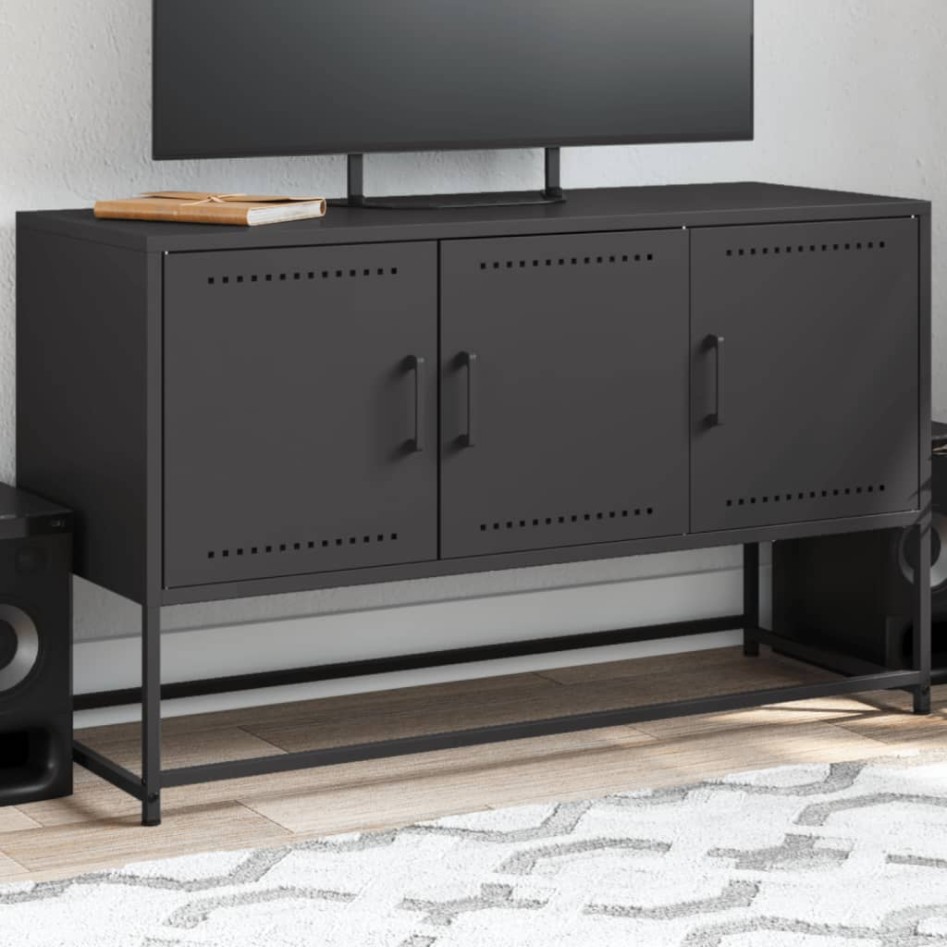 Mueble para TV de acero negro 100,5x39x60,5