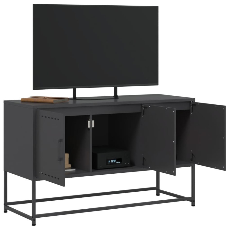 Mueble para TV de acero negro 100,5x39x60,5