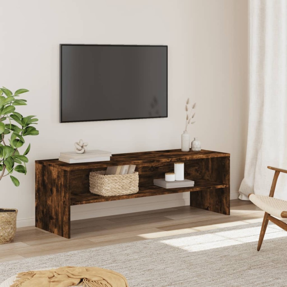 Mueble de TV madera de ingeniería roble ahumado 120x40x40