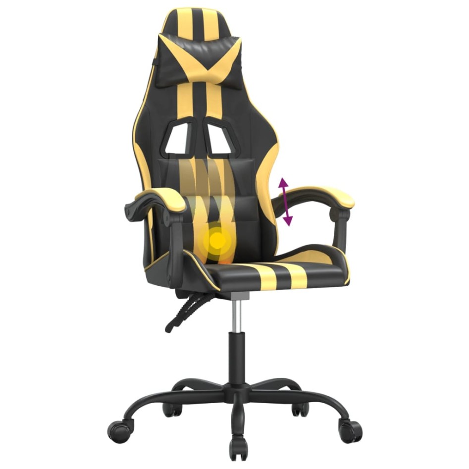 Silla gaming giratoria cuero sintético negro y