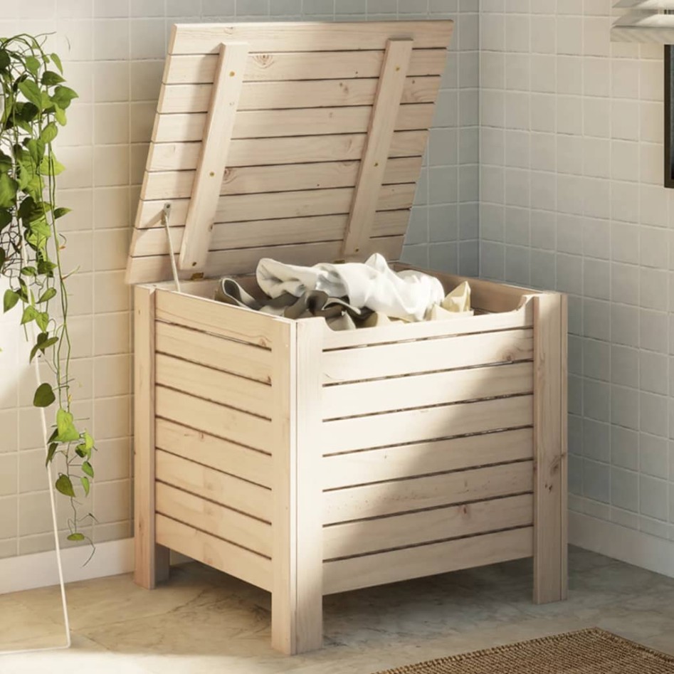 Caja de almacenaje con tapa RANA madera maciza pino 60x49x54