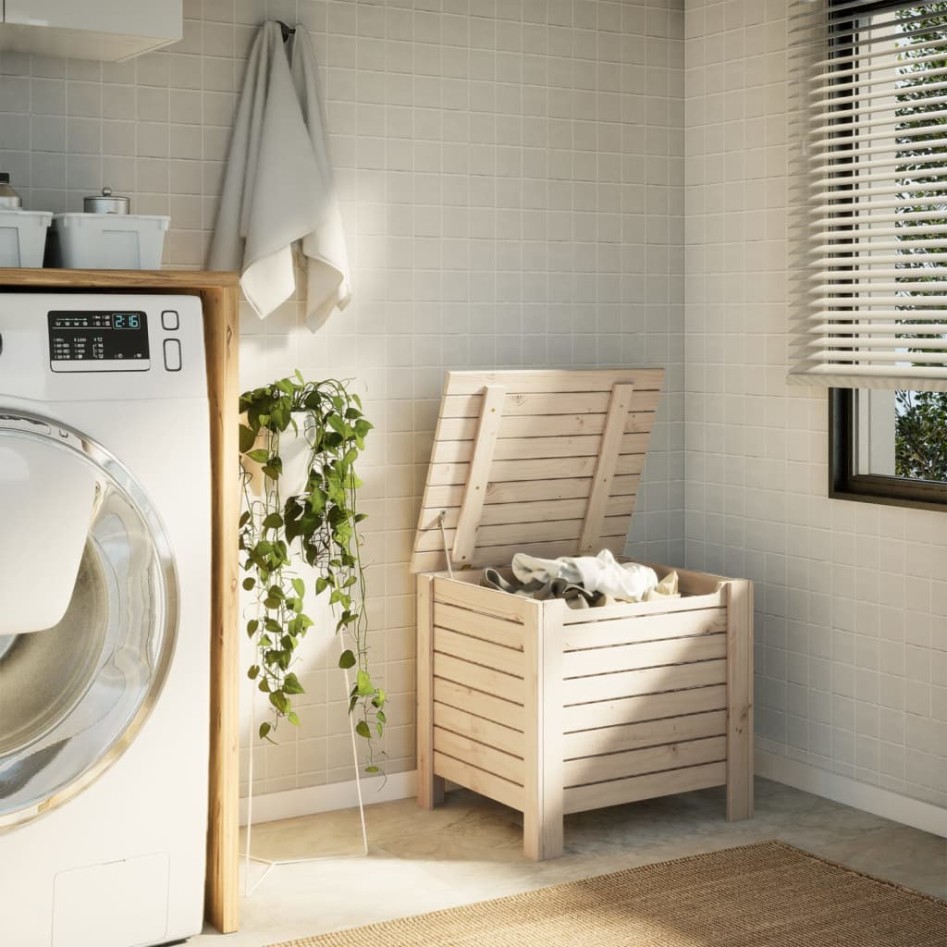 Caja de almacenaje con tapa RANA madera maciza pino 60x49x54