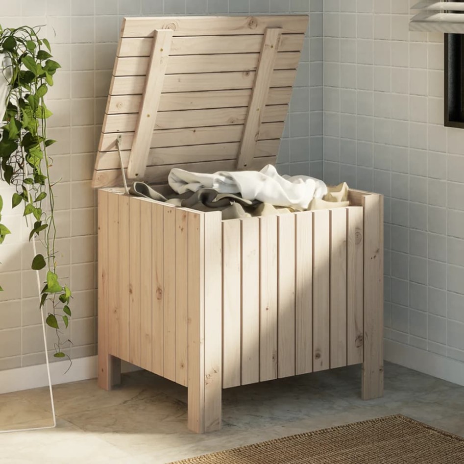 Caja de almacenaje con tapa RANA madera maciza pino 60x49x54