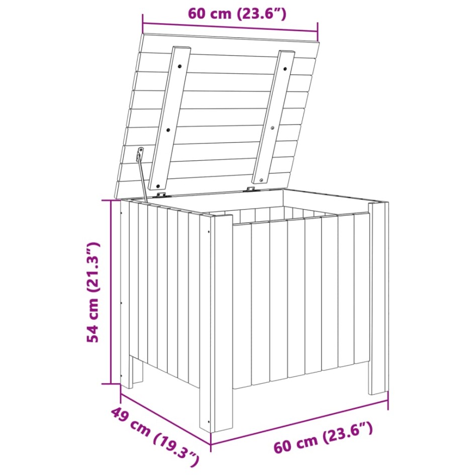 Caja de almacenaje con tapa RANA madera maciza pino 60x49x54