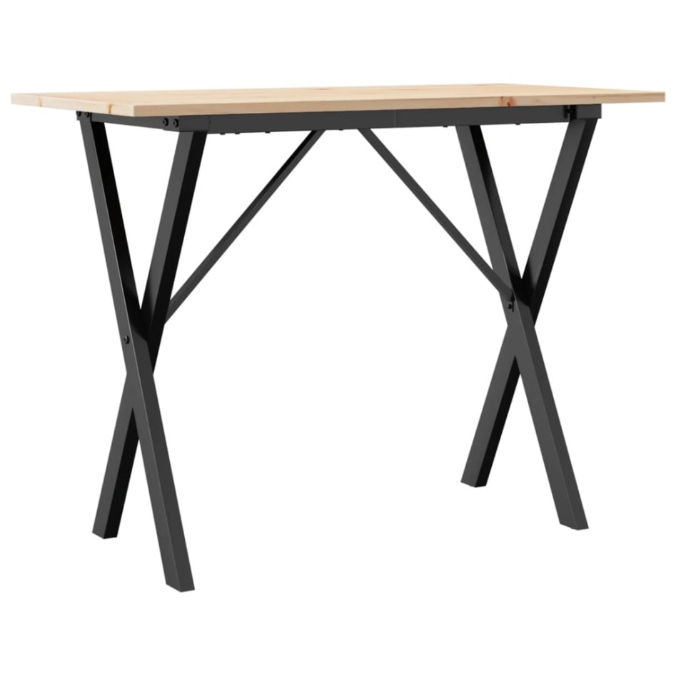 Mesa de comedor marco X madera maciza pino y acero