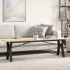 Mesa de centro marco Y madera maciza pino y acero 160x40x45