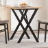 Mesa de comedor marco X madera maciza pino y acero