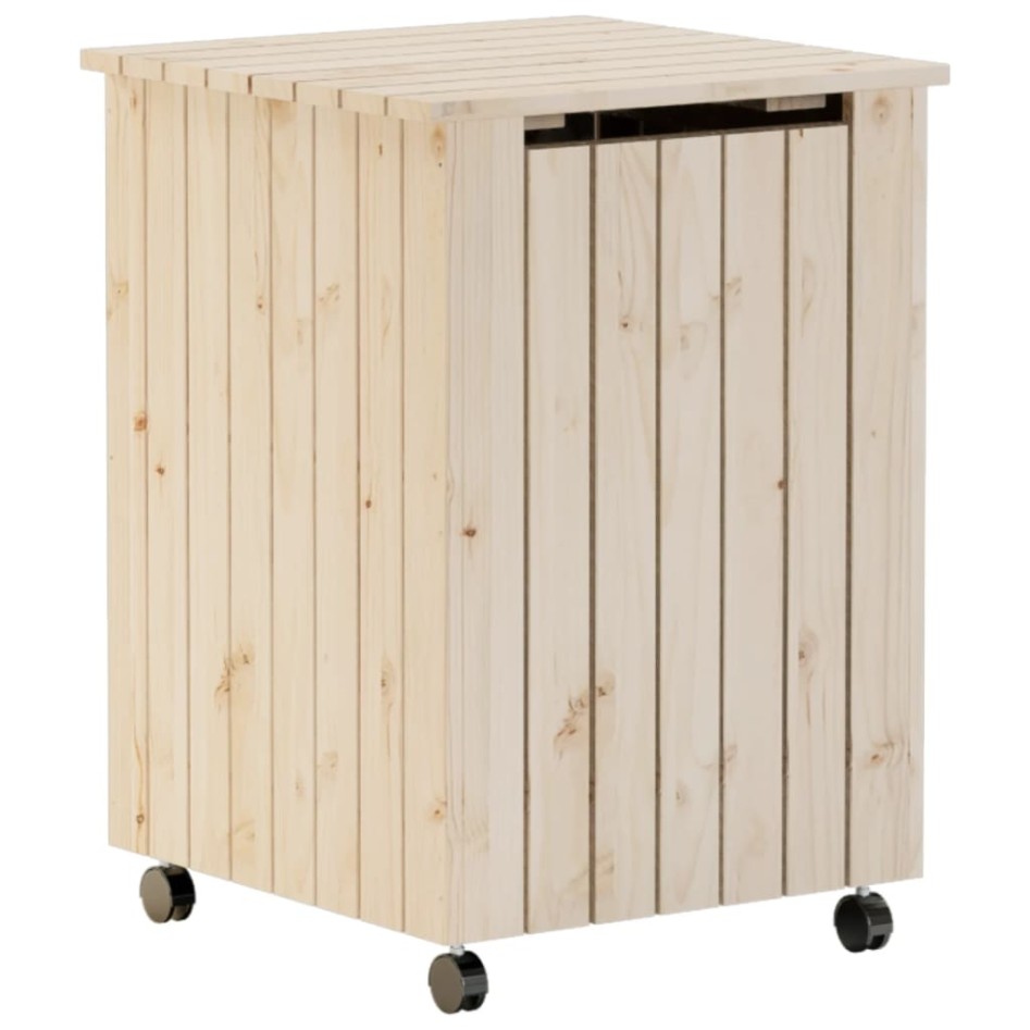 Cesta ropa sucia con ruedas RANA madera maciza pino 45x45x64