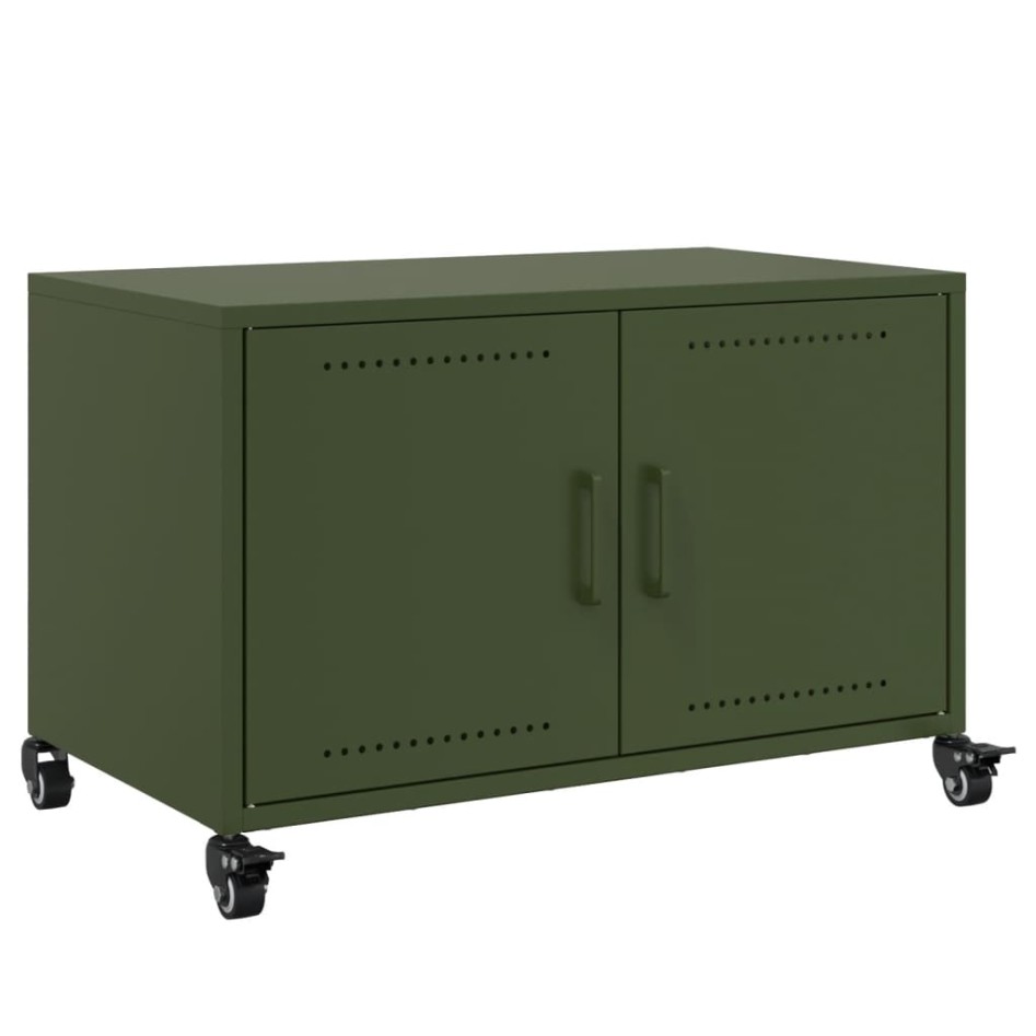 Mueble de TV de acero verde oliva 68x39x43,5