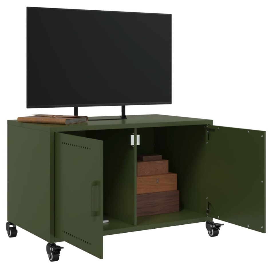 Mueble de TV de acero verde oliva 68x39x43,5