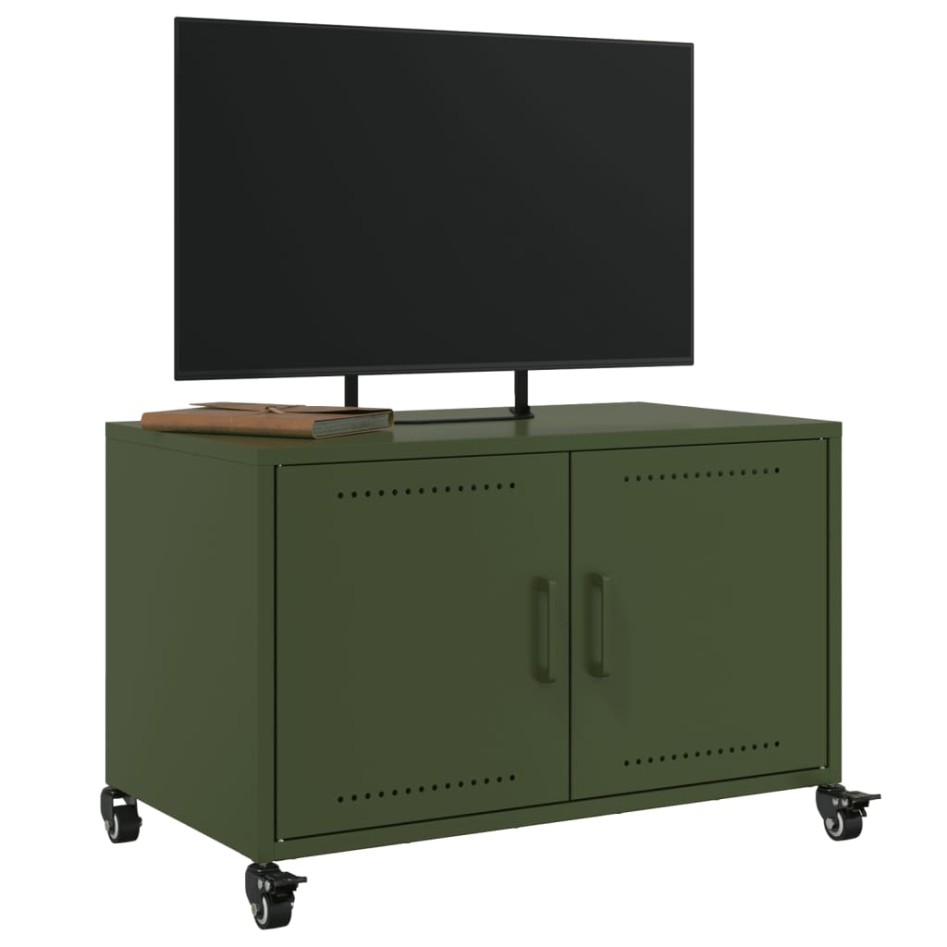 Mueble de TV de acero verde oliva 68x39x43,5