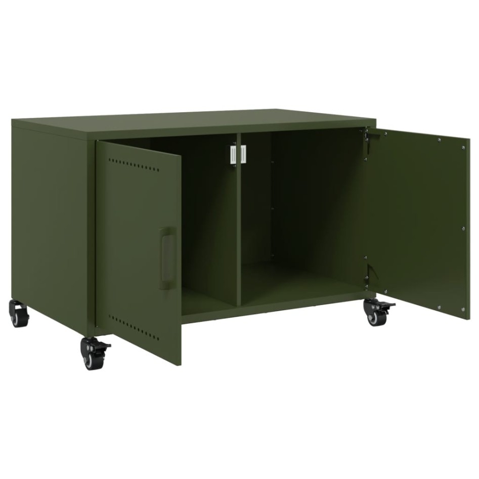 Mueble de TV de acero verde oliva 68x39x43,5