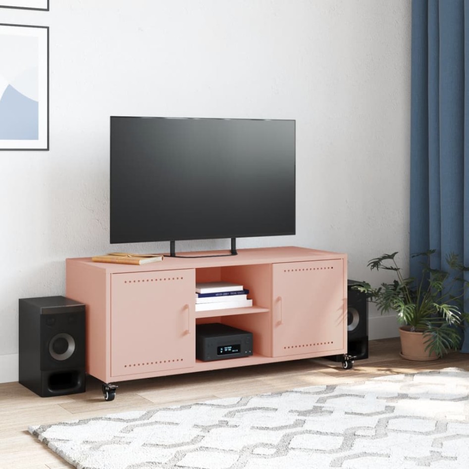 Mueble para TV acero laminado en frío rosa 100,5x39x43,5