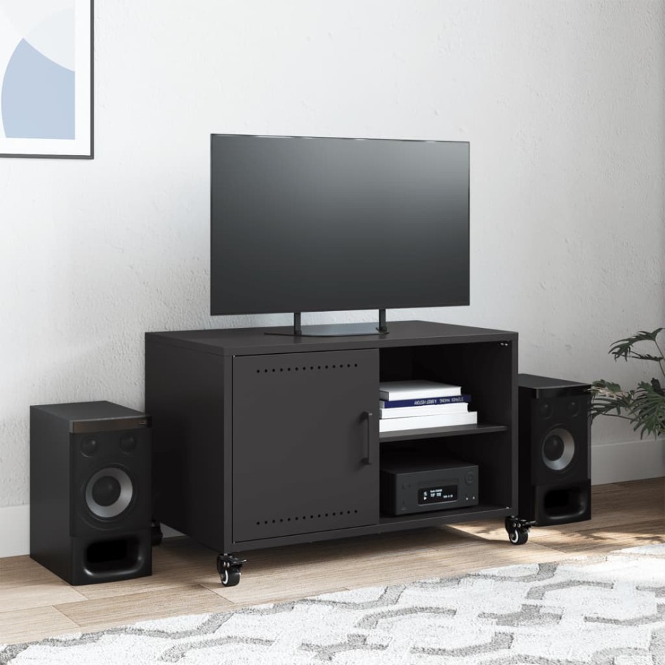 Mueble de TV acero negro 68x39x43,5