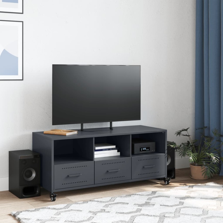 Mueble de TV acero gris antracita 100,5x39x43,5