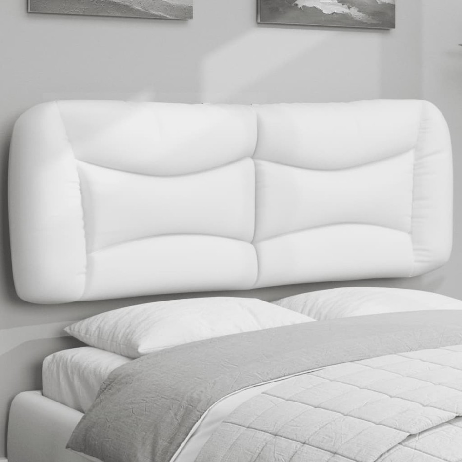 Cabecero de cama acolchado cuero sintético blanco 140