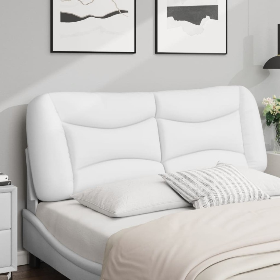 Cabecero de cama acolchado cuero sintético blanco 140