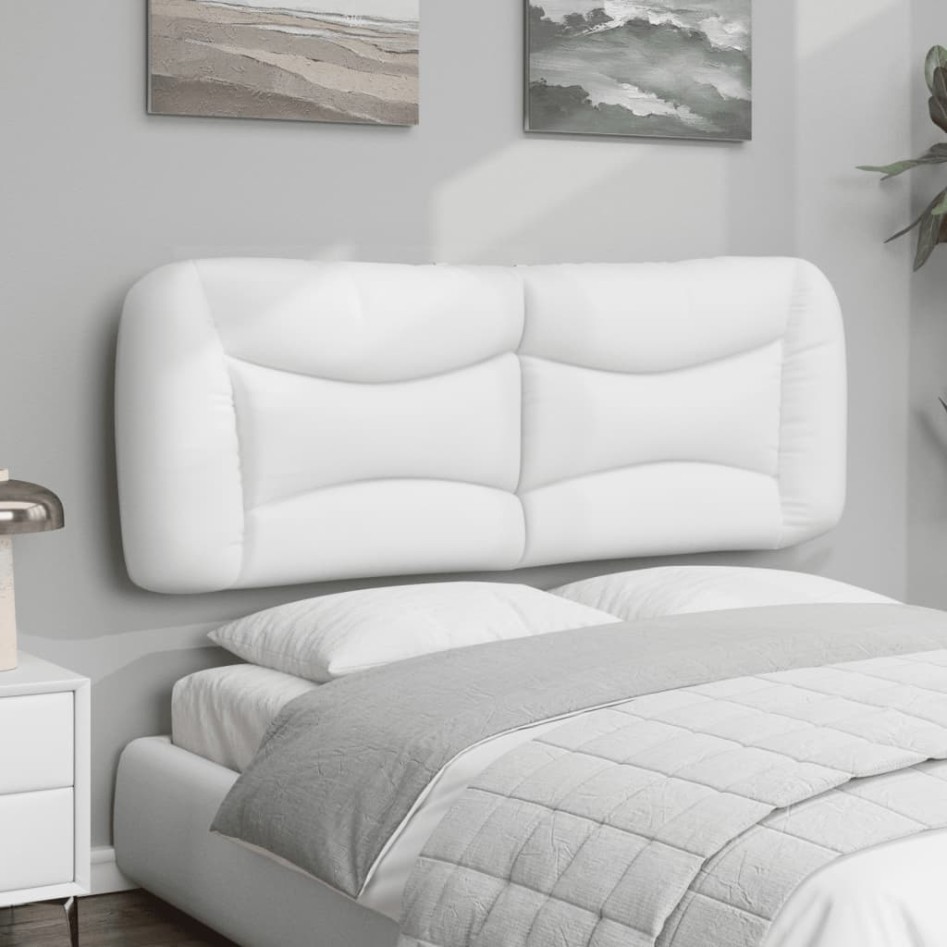 Cabecero de cama acolchado cuero sintético blanco 140