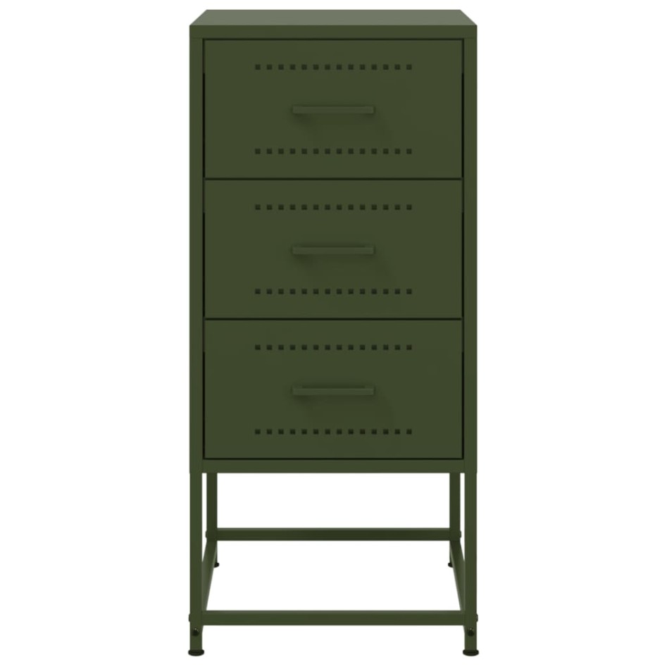 Mesita de noche acero verde oliva 36x39x78