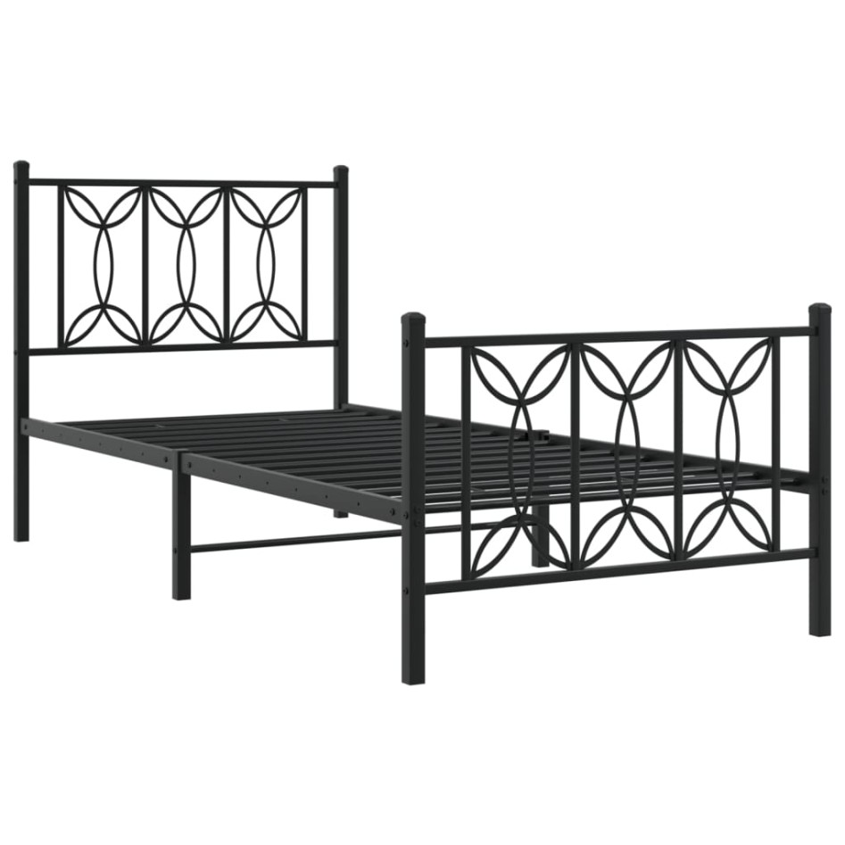 Estructura cama sin colchón con estribo metal negro 75x190