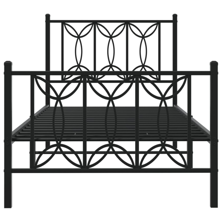 Estructura cama sin colchón con estribo metal negro 75x190