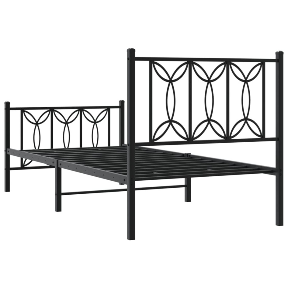 Estructura cama sin colchón con estribo metal negro 75x190