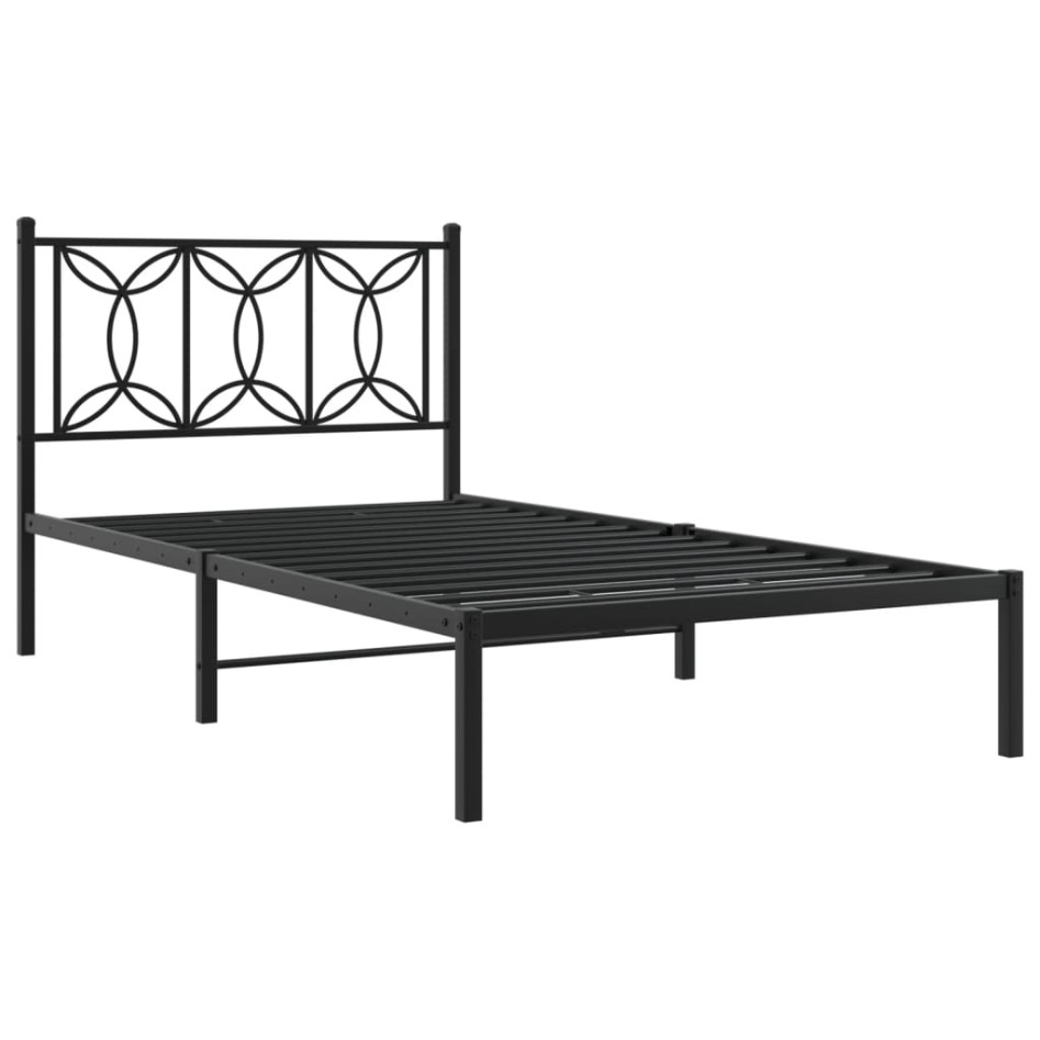 Estructura cama sin colchón con cabecero metal negro 100x190