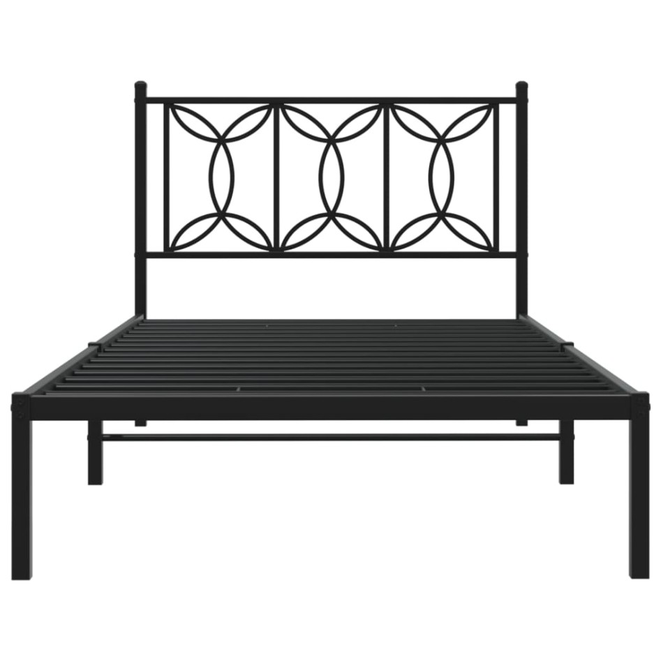 Estructura cama sin colchón con cabecero metal negro 100x190