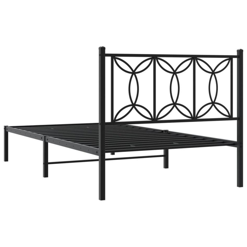 Estructura cama sin colchón con cabecero metal negro 100x190