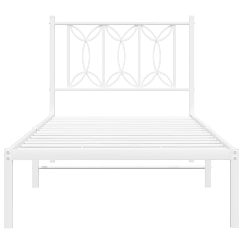 Estructura cama sin colchón con cabecero metal blanco 90x190