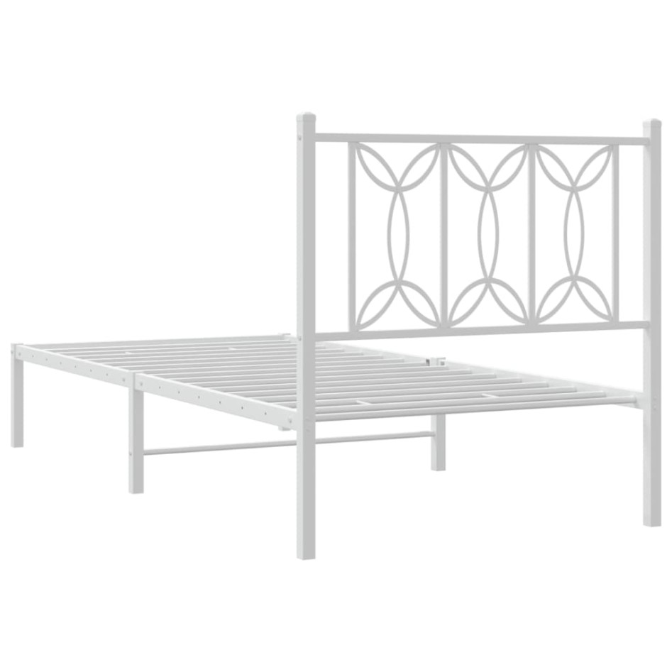 Estructura cama sin colchón con cabecero metal blanco 90x190