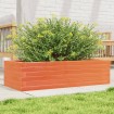 Jardinera de madera maciza pino marrón cera 90x40x23 cm