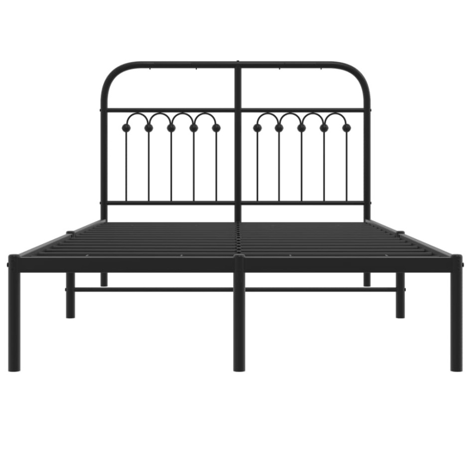 Estructura cama sin colchón con cabecero metal negro 120x190