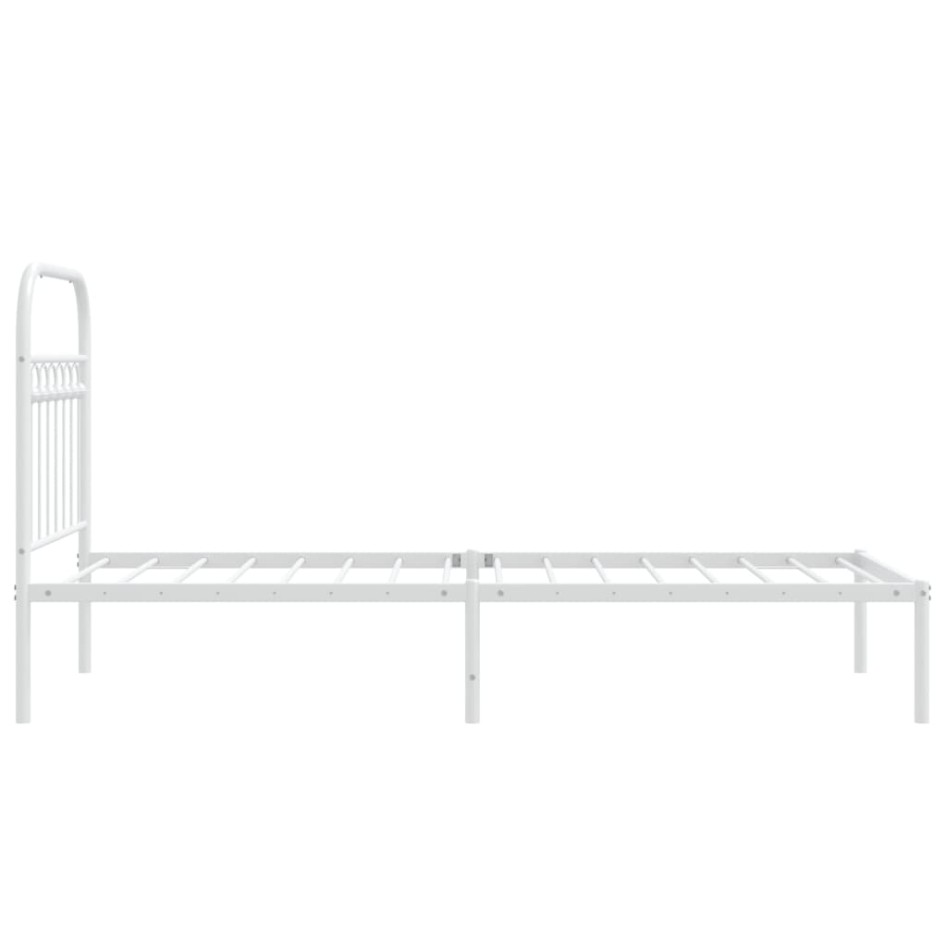 Estructura cama sin colchón con cabecero metal blanco 75x190