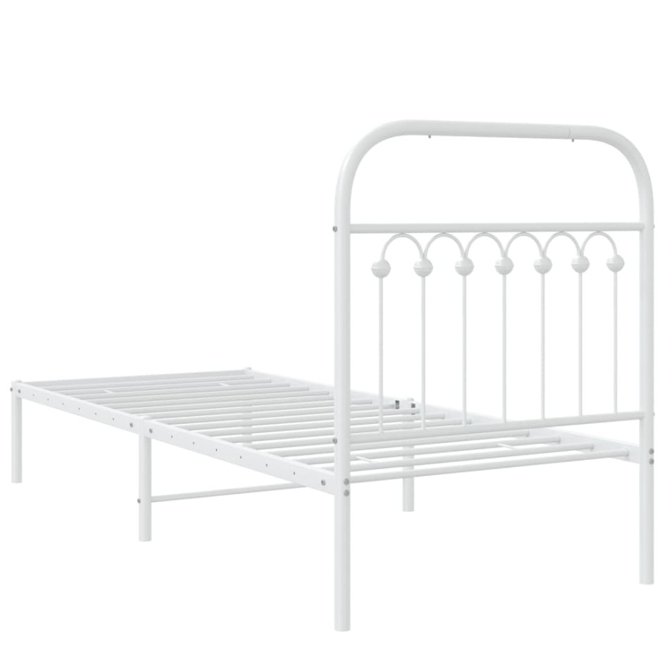 Estructura cama sin colchón con cabecero metal blanco 75x190