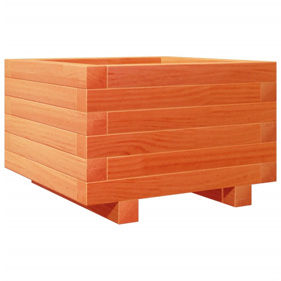 Jardinera madera maciza de pino marrón cera 40x40x26,5