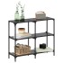 Mesa consola con superficie de vidrio negro acero 98x30x81