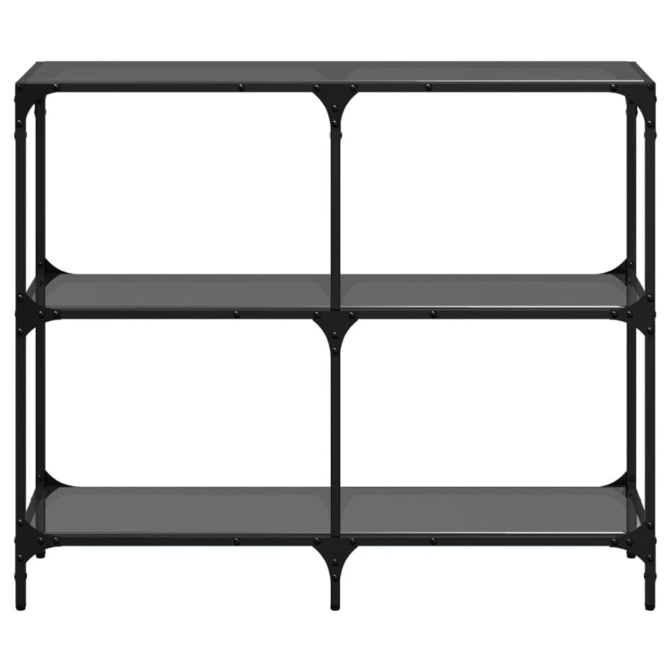 Mesa consola con superficie de vidrio negro acero 98x30x81