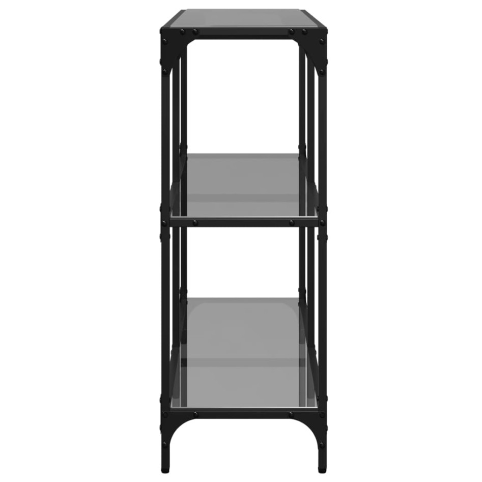 Mesa consola con superficie de vidrio negro acero 98x30x81
